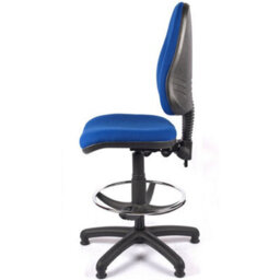 High Back Draughtsman Chair In Blue Fabric - thumbnail 5