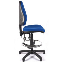 High Back Draughtsman Chair In Blue Fabric - thumbnail 4