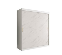 Arte Chic White Geneva T Sliding Door Wardrobe W1800mm H2000mm D620mm - Modern Design, Gold Metal Handles, Extensive Storage - thumbnail 1