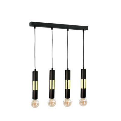 Luminosa Lighting Luminosa Magnum Bar Pendant Ceiling Light Black, Gold, 60Cm, 4X E27