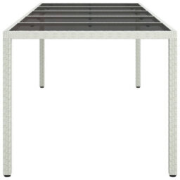 Berkfield Garden Table White 250X100X75 Cm Poly Rattan And Tempered Glass - thumbnail 4