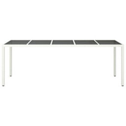 Berkfield Garden Table White 250X100X75 Cm Poly Rattan And Tempered Glass - thumbnail 3