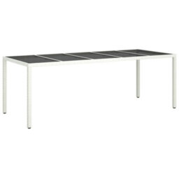 Berkfield Garden Table White 250X100X75 Cm Poly Rattan And Tempered Glass - thumbnail 2