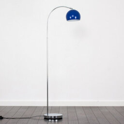 Valuelights Polished Chrome Curved Stem Floor Lamp With Gloss Navy Metal Dome Light Shade - thumbnail 4