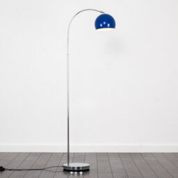 Valuelights Polished Chrome Curved Stem Floor Lamp With Gloss Navy Metal Dome Light Shade - thumbnail 2