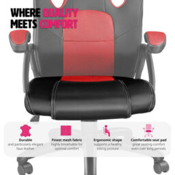 Tectake Gaming Chair Mike - Ergonomic Shape, Thick Padding, Stepless Height Adjustment - Black/red - thumbnail 8