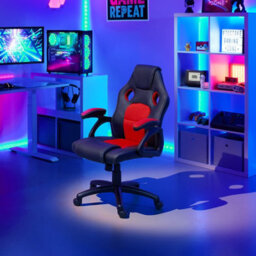 Tectake Gaming Chair Mike - Ergonomic Shape, Thick Padding, Stepless Height Adjustment - Black/red - thumbnail 9