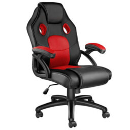 Tectake Gaming Chair Mike - Ergonomic Shape, Thick Padding, Stepless Height Adjustment - Black/red