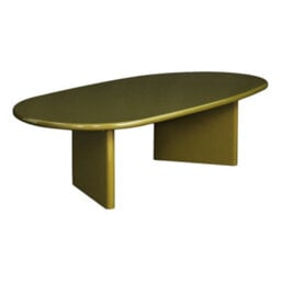 Sweeek - Oval Coffee Table With Glossy Finish Khaki Green 120X60X35 Cm - Rumi - thumbnail 2