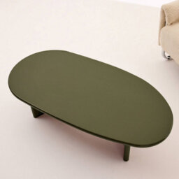Sweeek - Oval Coffee Table With Glossy Finish Khaki Green 120X60X35 Cm - Rumi - thumbnail 4