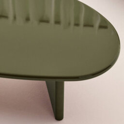 Sweeek - Oval Coffee Table With Glossy Finish Khaki Green 120X60X35 Cm - Rumi - thumbnail 6