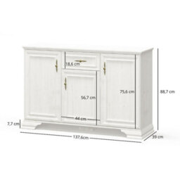 Heze Furniture Irys Sideboard 3 Door 1 Drawer - Anderson Pine - thumbnail 3