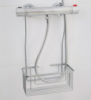 Croydex Rust Free Shower Mixer Basket Caddy Hook Over Bathroom Chrome Plated - image 1