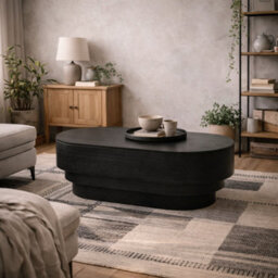 Wyld Haus Mayfair Black Wooden Oval Coffee Table 1000 X 300 mm