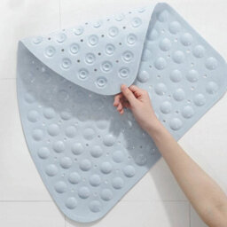 Suction Corner Shower Mat Triangular Non Slip Pvc Bathroom Mat Machine Washable - thumbnail 3