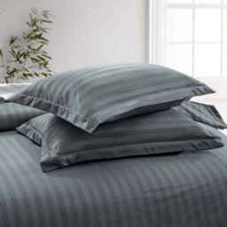 Ameha Stripe Duvet Cover Set With Pillowcase Anti Allergic & Reversible Soft Microfiber Charcoal King Size 230X220Cm - thumbnail 9