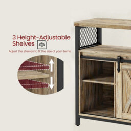 LEDREM Buffet Cabinet, Sideboard With Open Compartment, Sliding Barn Doors, 33 X 100 X 80 Cm, Turquoise Brown - thumbnail 6