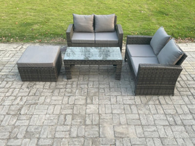 Fimous 4 Pieces Garden Furniture Sets Poly Rattan Outdoor Patio Furniture Pe Wicker Furniture Set With Big Footstool Loveseat - image 1