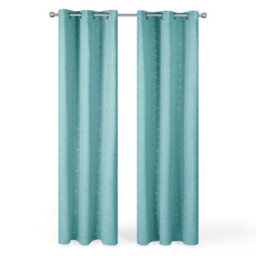 Deconovo Blackout Curtains, Eyelet Curtains, Thermal Insulated Diamond Foil Printed Curtains, W46 X L54 Inch, Sky Blue, One Pair - thumbnail 1