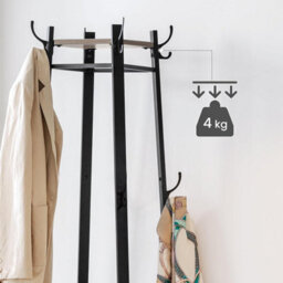 Songmics Vasagle Three Tier Coat Rack With Shelf, Industrial Cloakroom Stand, Hook And Rail Storage, Greige And Black - thumbnail 4