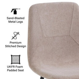 Fwstyle Esme Set Of 2 Light Brown Linen Upholstered Black Steel Frame Dining Chairs - thumbnail 3