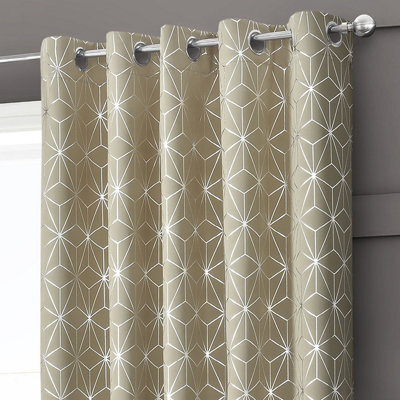 Velosso Moreno Thermal Blackout Ready Made Eyelet Curtains - Latte