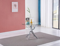 Furnizone UK Nexus 4-Seater 90Cm Round Clear Glass Dining Table And 4 Monza Pink Velvet Chairs - thumbnail 2