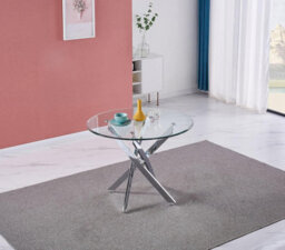Furnizone UK Nexus 4-Seater 90Cm Round Clear Glass Dining Table And 4 Monza Pink Velvet Chairs - thumbnail 4