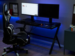 Beliani Gaming Desk Danvers Black 120 Cm 60 Cm Rgb Led - thumbnail 2