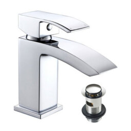 FNX Bathrooms Gloss White 400 Wall Hung Basin Sink Vanity Unit & Lucia Basin Tap - thumbnail 3
