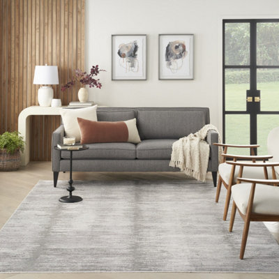 Grey White Modern Abstract Easy To Clean Living Room Bedroom & Dining Room Rug-300Cm X 396Cm