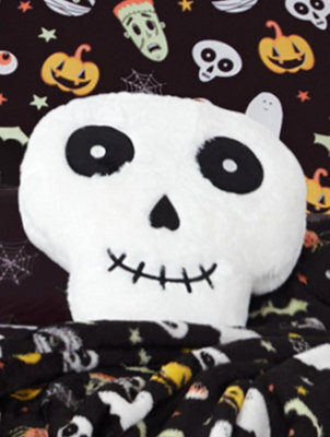 Smart Living Halloween Ghost & Magical Cat Fleece Cushions - Spooky Decor Pillows- One Size - image 1