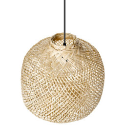 Wyld And Coco Natural Bamboo Pendant Lamp With Irregular Handwoven Shade For Living And Dining Rooms - thumbnail 5