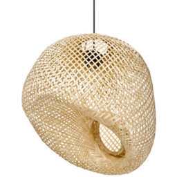 Wyld And Coco Natural Bamboo Pendant Lamp With Irregular Handwoven Shade For Living And Dining Rooms - thumbnail 6