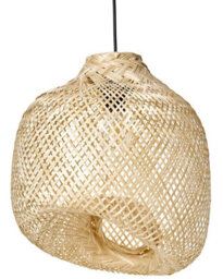 Wyld And Coco Natural Bamboo Pendant Lamp With Irregular Handwoven Shade For Living And Dining Rooms - thumbnail 3