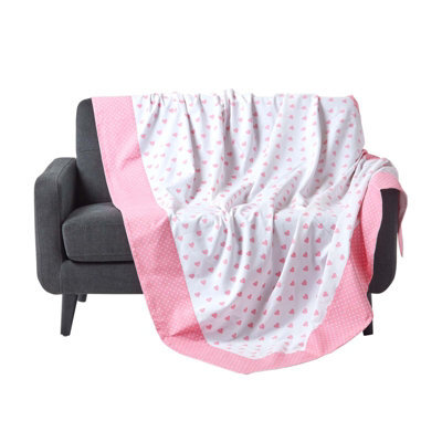 Homescapes Cotton Pink Heart Decorative Sofa Throw - image 1
