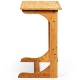 Gainoom Bamboo Sofa Side Table Snack End Table Laptop Desk U-Shaped Bedroom Reading Writing Desk W/ Storage Bag - thumbnail 4