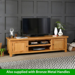 The Furniture Market Cheshire Oak Large Widescreen Tv Stand Unit Up To 80 Tv Size - thumbnail 3