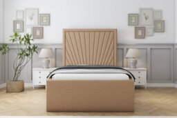 "Sloomy Somerset Latte Dumfries Bed Frame With Mattress With 50"" Upholstered Headboard 3' Single" - thumbnail 1