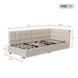 3Ft Single Ottoman Daybed With Storage, 90 X 190 Cm Upholstered Velvet, Hydraulic Lift Storage, Modern Sofa Bed For Bedroom, Beige - thumbnail 9