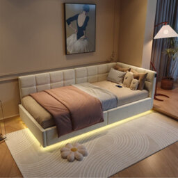 3Ft Single Ottoman Daybed With Storage, 90 X 190 Cm Upholstered Velvet, Hydraulic Lift Storage, Modern Sofa Bed For Bedroom, Beige - thumbnail 3