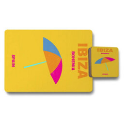 Benjamin Tate Design Ibiza Bohemia Placemat And Coaster Set With Wood Bottom Artwork Limited Edition Collection - thumbnail 1