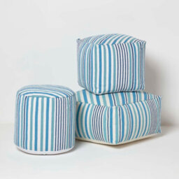 Homescapes Blue And White Stripe Cube Square Footstool 40 X 40 X 40 Cm - thumbnail 5