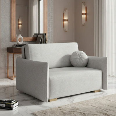 Living Room Sofa Bed Viva Glov Ii With Sleeping Function Storage Chipboard Polyurethane Foam 134X98X85Cm Light Grey - image 1
