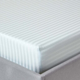 Homescapes Blue Egyptian Cotton Satin Stripe Fitted Sheet 330 Tc, Double - thumbnail 1