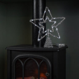 Samuel Alexander 28Cm Battery Powered Silver Christmas Star Tree Topper With White Multi-Action Leds - thumbnail 5