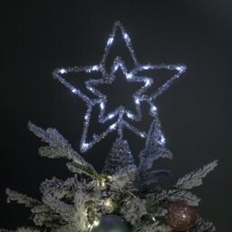 Samuel Alexander 28Cm Battery Powered Silver Christmas Star Tree Topper With White Multi-Action Leds - thumbnail 8