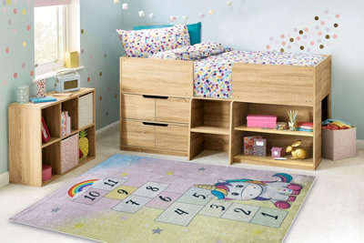 RugsX Bambino 54060 Washing Carpet Unicorn, Hopscotch For Children Anti-Slip - Pink 140X200 Cm - image 1
