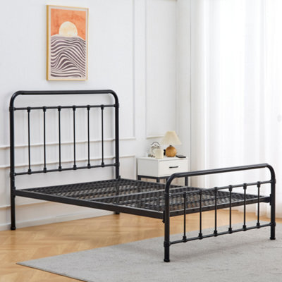Reinforced Beds, Melton Bed, Black, 135X190Cm, Reinforced Mesh Base, Curved Metal Bed Frame, Exclusive Product - image 1