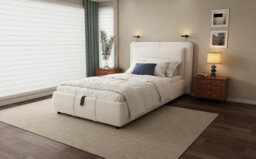 Matteo Beige Velvet Ottoman Storage Bed Frame - 3Ft Single Upholstered With Hydraulic Lift & Removable Headboard - thumbnail 9